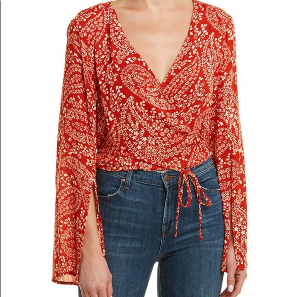 Jack by BB Dakota Red Printed Wrap Top